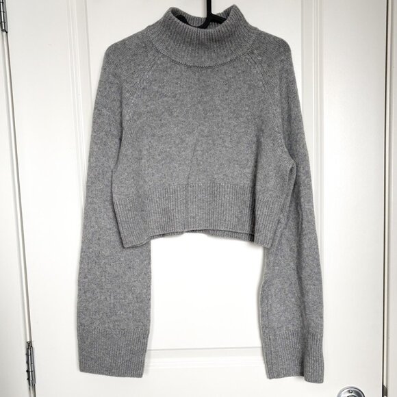 Reformation Garrett Cashmere Cropped Turtleneck Sweater Grey XS - Picture 7 of 10